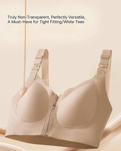 Front-Zip Nursing Bra Anti-Sagging Design Minimizes Appearance of Larger Busts Pregnancy & Postpartum Exclusive Thin-Style Nursing Bra