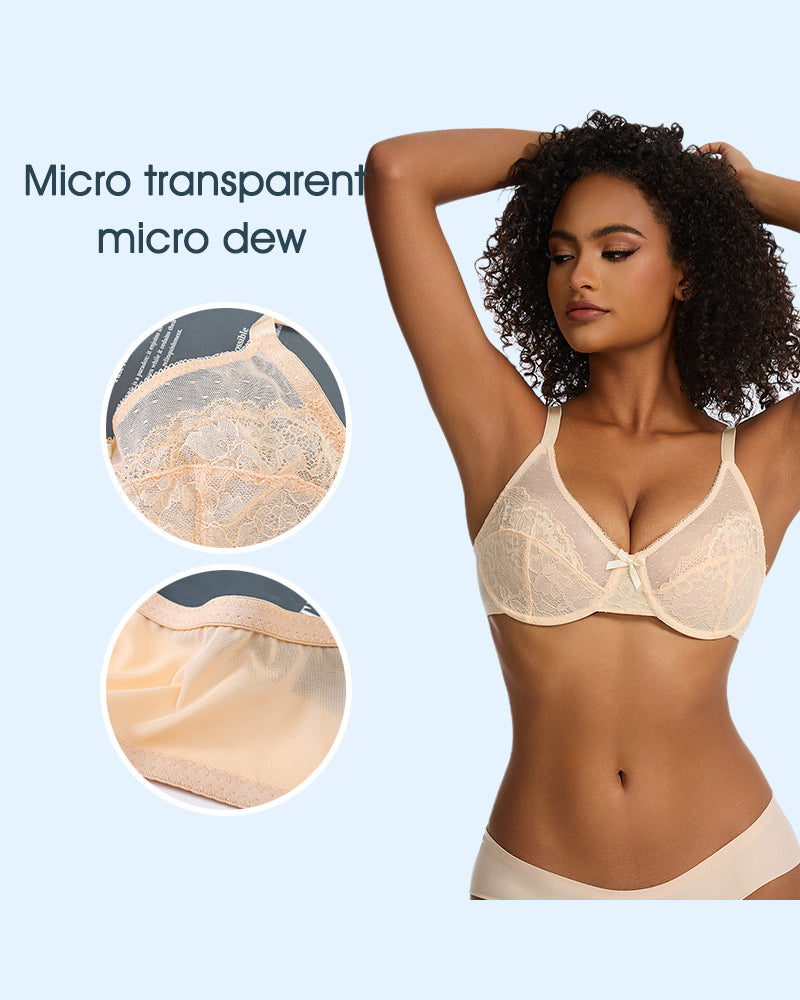 Large Size Underwear Thin Mesh Push-up Bra French Sexy Soft Steel Ring Anti-sagging Bra