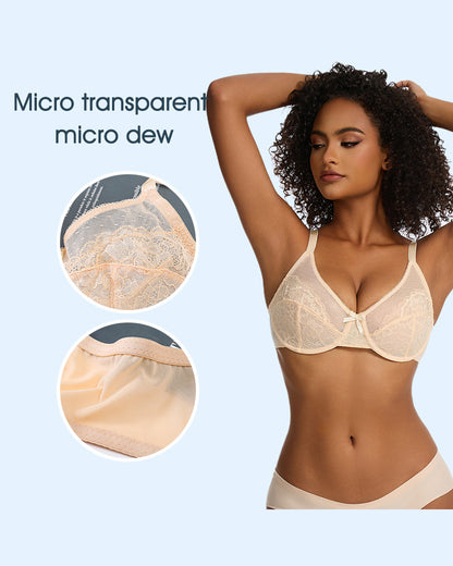 Large Size Underwear Thin Mesh Push-up Bra French Sexy Soft Steel Ring Anti-sagging Bra