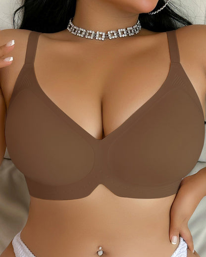 Women's Plus Size Underwear Push-up Anti-sagging Soft Support Jelly Traceless Bra