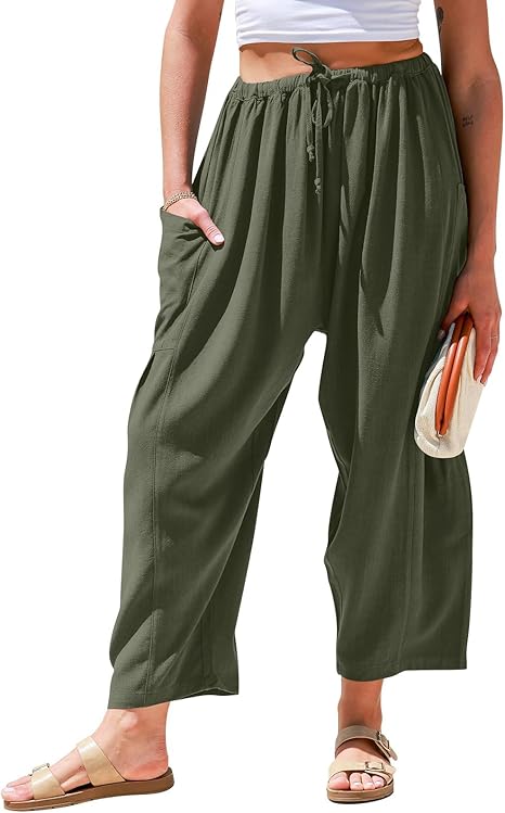 Women's Polyester Wide Leg Pants with Pockets
