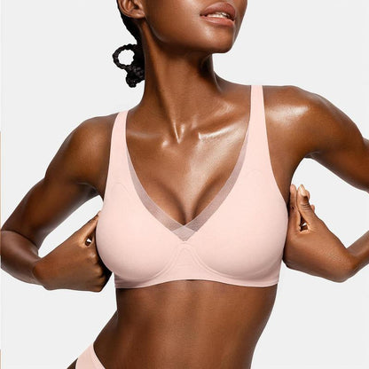 Deep V-Mesh Wireless Seamless Women's Bra