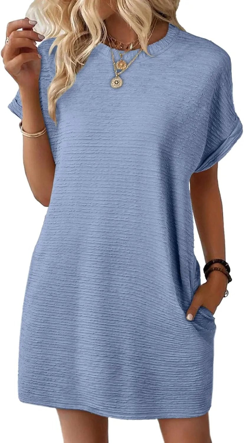 Women's Lightweight Summer Short Sleeve Dress with Pockets