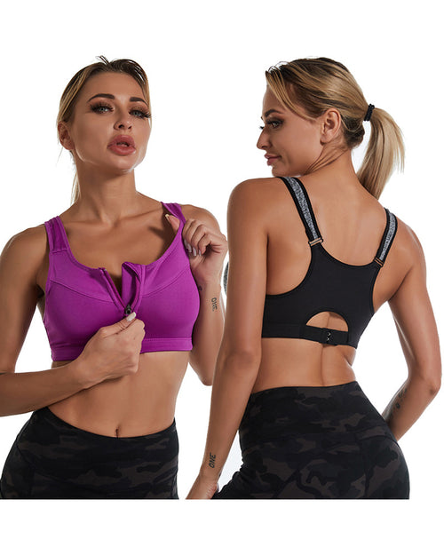Plus-Size Women's Underwear Front-Zip Design Sports Bra Wire-Free Push-Up Yoga & Fitness Shock-Absorbing Running Flattering Back