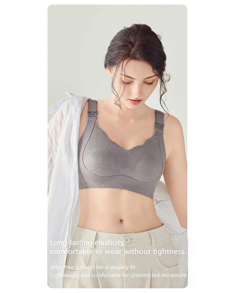 Lace Lightweight Cup Maternity Nursing Bra - Wire-Free Soft Support, Seamless, Anti-Gaping, Strapless