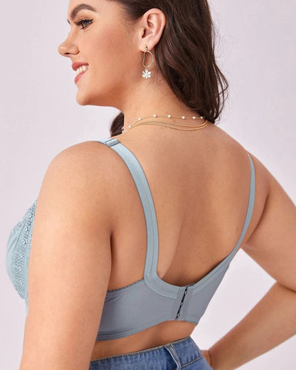 Plus Size Women's Underwear Push-Up Lightweight Underwire Shaping Side-Boob Control Lace