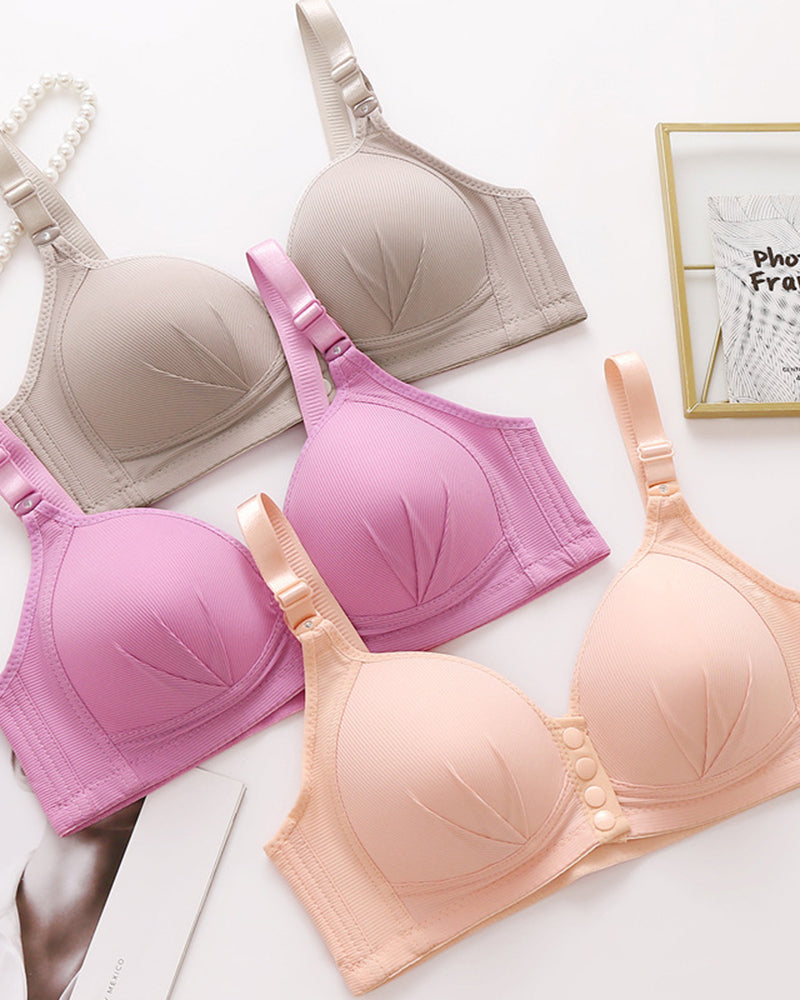 Plus Size Women's Lingerie Front-Closure Nursing Wire-Free Push-Up Side-Control Lightweight Cups