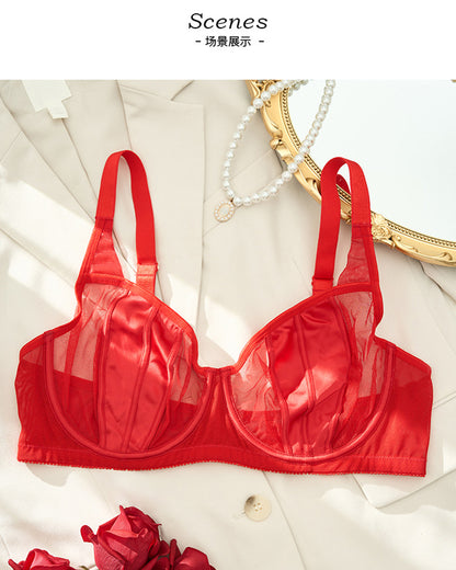 Sexy Plus Size Underwire Bra with Lace, Comfortable Push-Up Design Thin Style for Curvy Women with Larger Busts