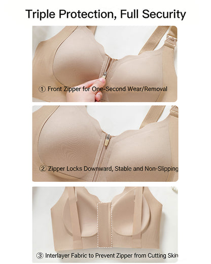 Front-Zip Nursing Bra Anti-Sagging Design Minimizes Appearance of Larger Busts Pregnancy & Postpartum Exclusive Thin-Style Nursing Bra