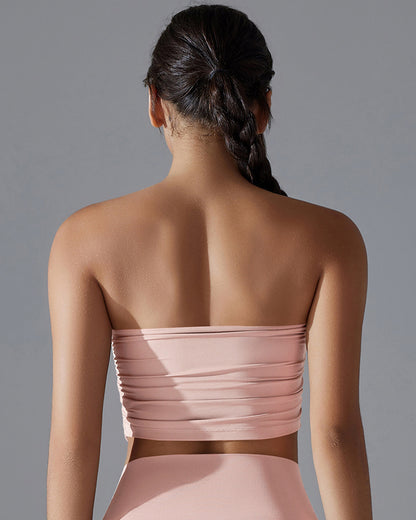 Strapless Anti-Slip Nude-Feel Skin-Friendly One-Piece Sports Bra with Built-in Underwear for Gym Wear