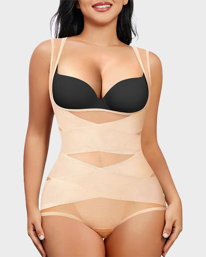 Open Bust Cross Compression Body Shaper