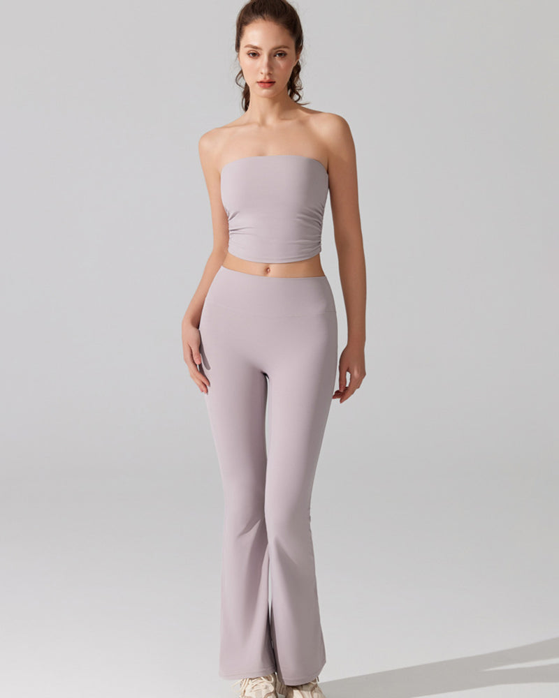 Nude-Feel Sports Bra Anti-Exposure Strapless Non-Slip Undergarment Base Layer Fitness With Padded Cups Yoga