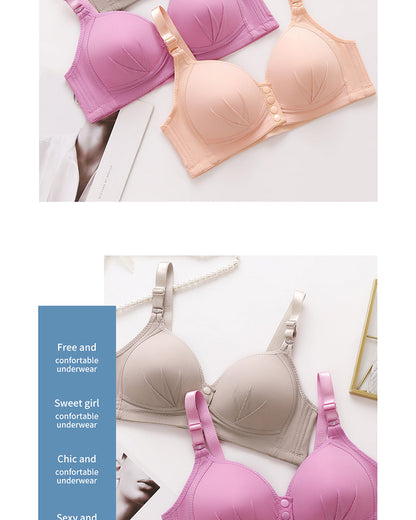 Plus Size Women's Lingerie Front-Closure Nursing Wire-Free Push-Up Side-Control Lightweight Cups