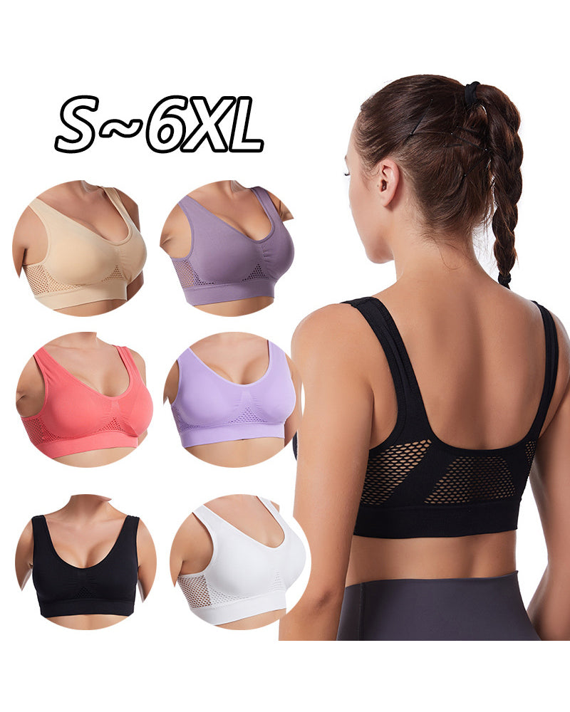 Plus-Size Women's Underwear Yoga & Sports Lace-Up Mesh Breathable Ventilation Wire-Free Tank Top
