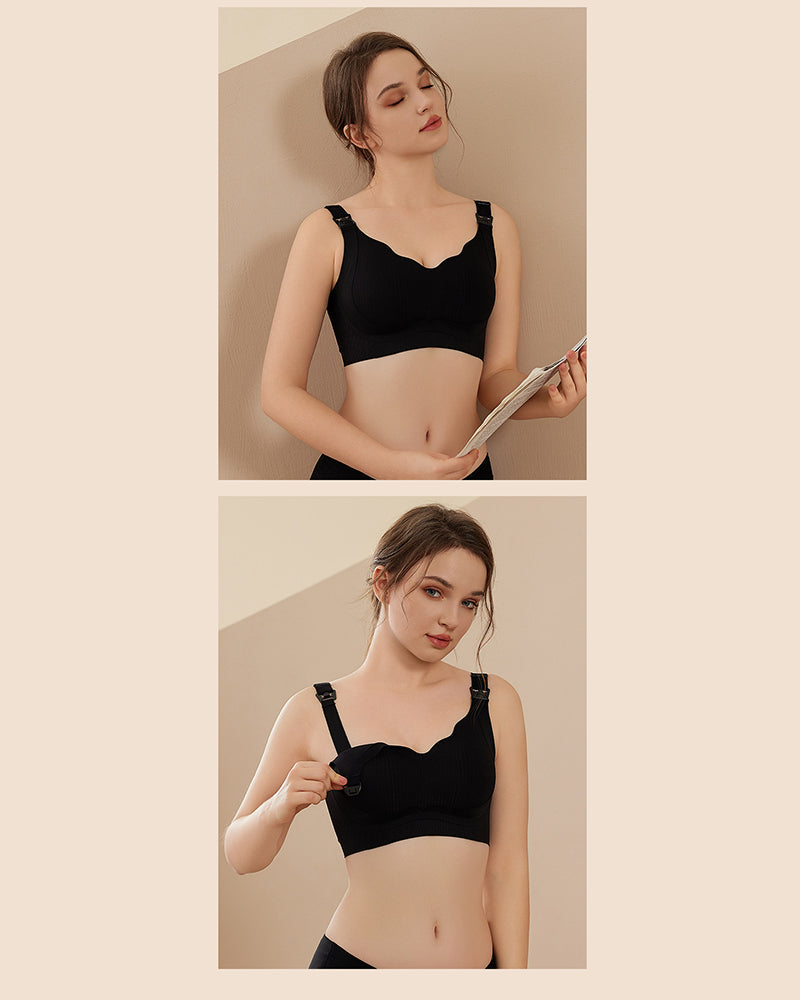 Nursing Bra Soft Support Wire-Free Anti-Sagging Large Cup Push-Up