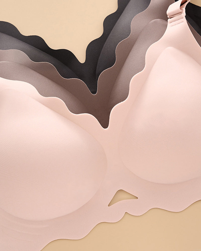 Liquid Foundation Invisible Underwear Women's Small Chest Push-up Jelly Gel Anti-sagging Latex Thin Cup Beautiful Back Bra Summer Seamless