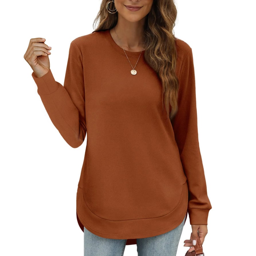 Women's Sweatshirt Crewneck Curved Hem