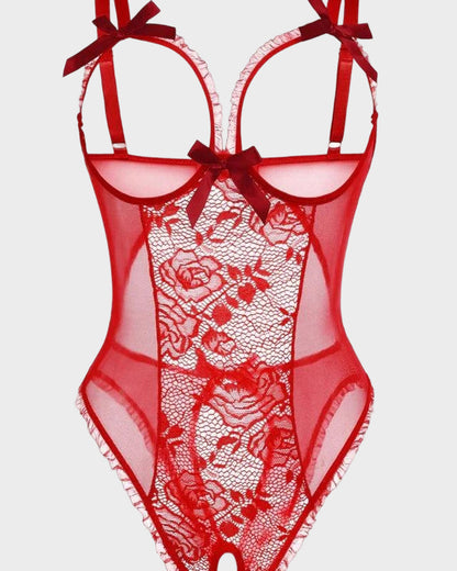 Crotchless Lace Mini Bodysuit