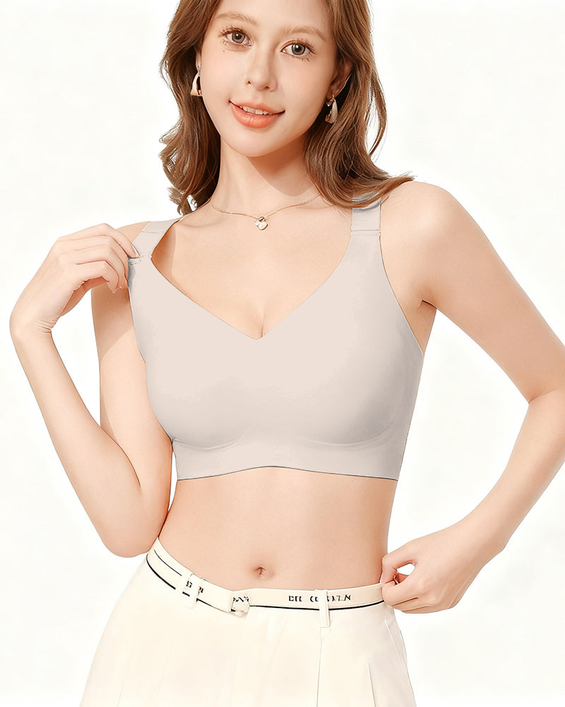 Large Size Traceless Underwear Women's Large Chest Showy Small Full Cup Anti-Sagging Para Breast Shaping Bra