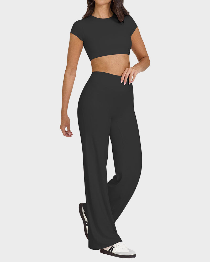 High-Waisted Elastic Wide-Leg Lounge Yoga Pants