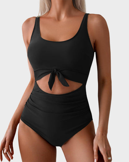 Ruched Tie-Knot Tummy Control One-Piece Swimsuit