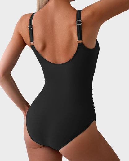 Ruched Tie-Knot Tummy Control One-Piece Swimsuit