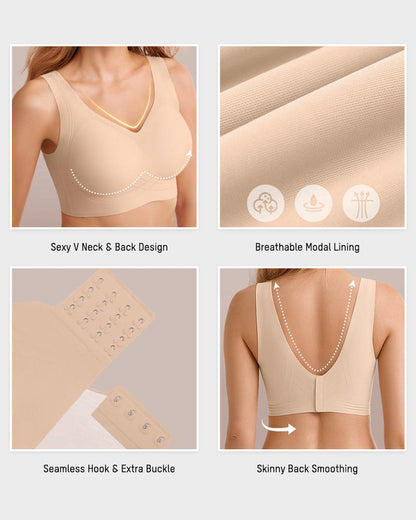 Seamless Full Coverage Wireless Push-Up Bra with Wide Straps