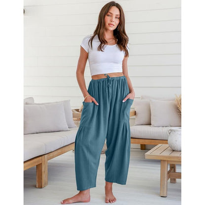 Women's Polyester Wide Leg Pants with Pockets