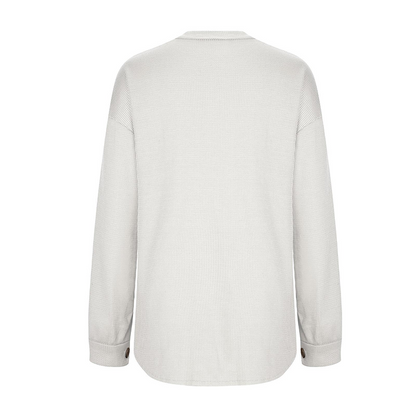 Women's Loose Fit Batwing Sleeve Waffle Knit Button Down Shirt Shacket Tops