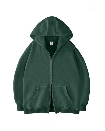 Oversized Unisex Acid Wash Zip Hoodie