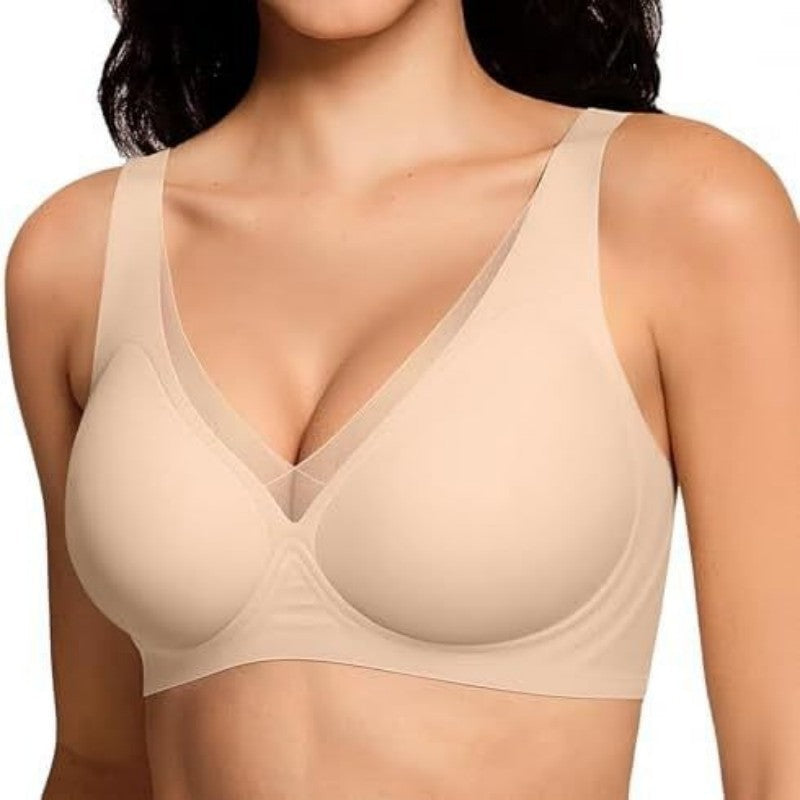 Deep V-Mesh Wireless Seamless Women's Bra
