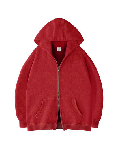 Oversized Unisex Acid Wash Zip Hoodie